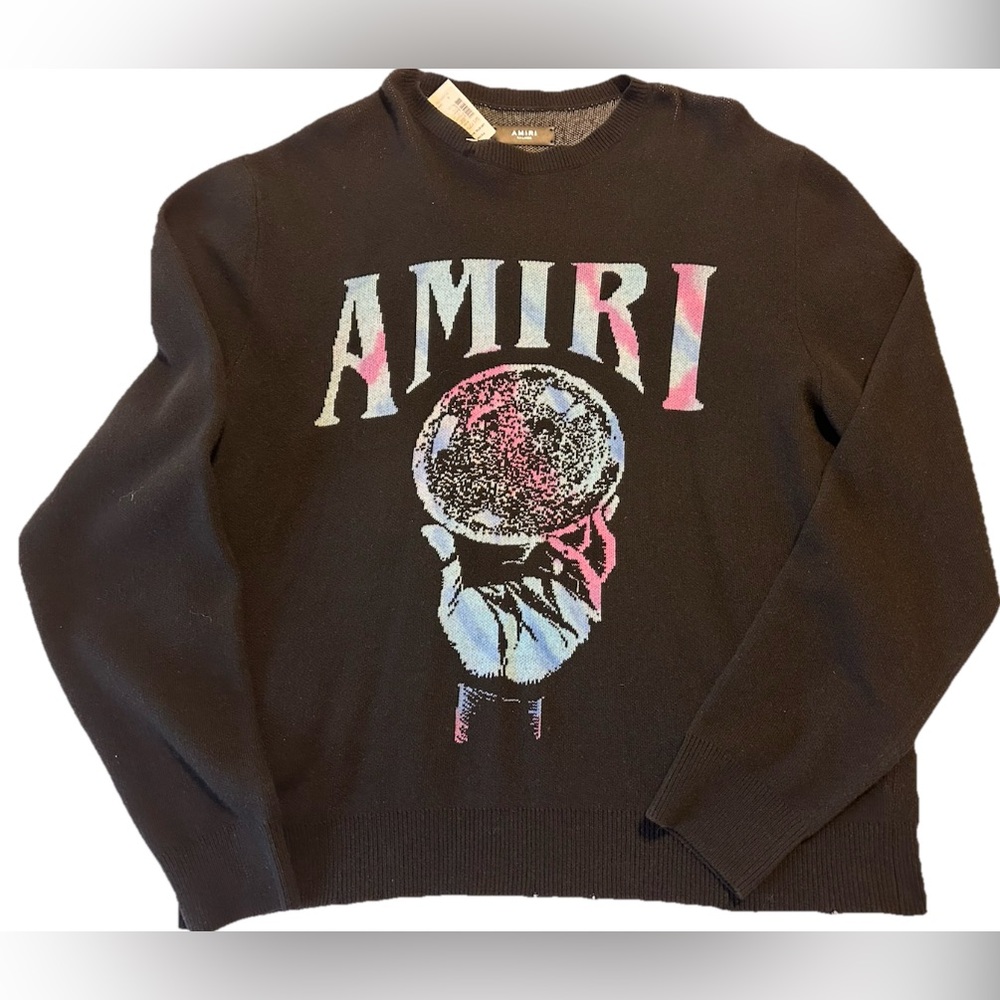 Amiri Black Crystal Ball Logo Sweater